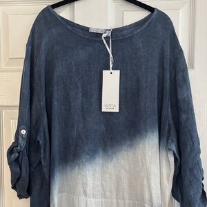 Navy and White Ombre Contemporary Dress